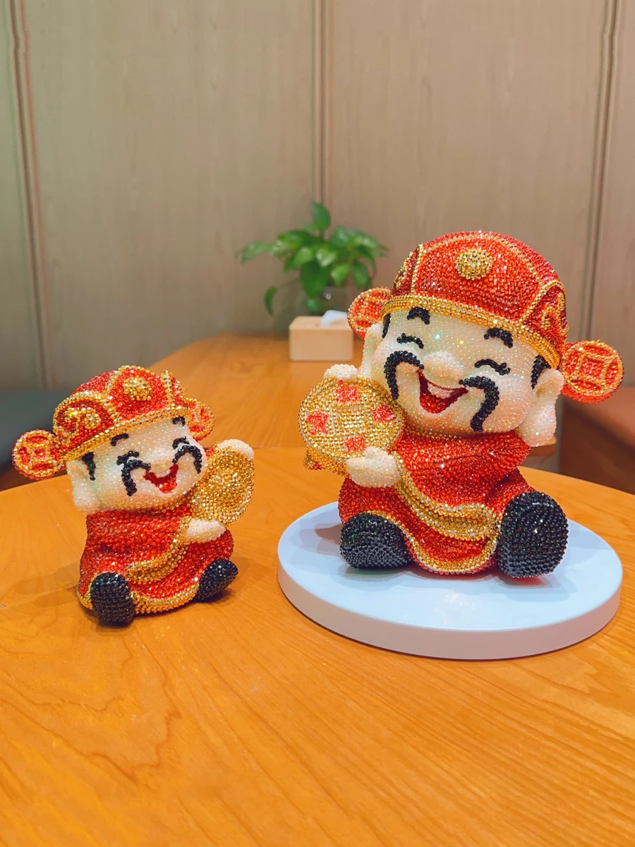 God of Wealth DIY Diamond Deposit Jar Desktop Office Workstation Decoration Attracting Wealth Full Diamond  New Year's Gift