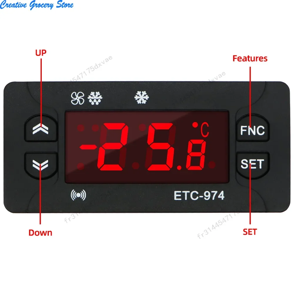 2025 جديد ETC-974 وحدة تحكم رقمية صغيرة في درجة الحرارة ترموستات الحرارية NTC الاستشعار المزدوج 220 فولت الثلاجة ترموستات