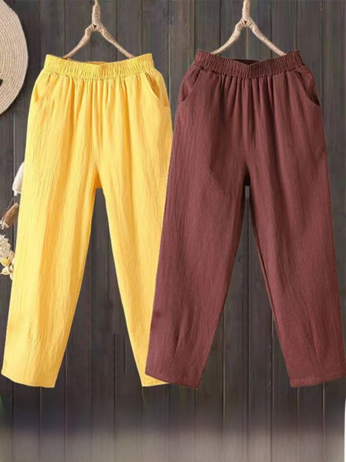 Pantalones de algodón de nueve piezas para mujer, pantalones Harlan informales finos de verano, ocho pantalones sueltos de talla grande con zanahoria, conjunto individual de dos piezas