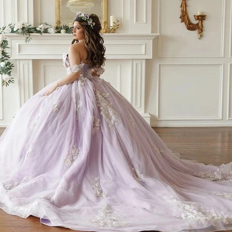 

Off The Shoulder Quinceneara Dress Ruffled Organza With Embroidered Lace Prom Party Gown Sleeveless Customized Vestido De Noche