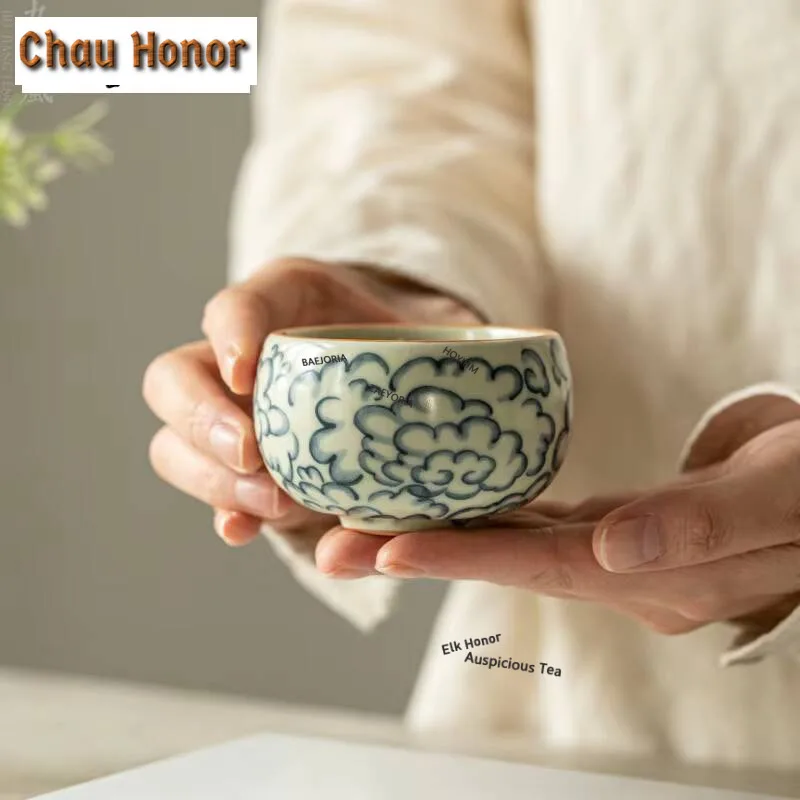 100ml Retro Ru-Keramik Teetasse, Verkostungstasse, Wolkenblüten-Einzeltasse, Puer Chazhan Haushalts-Kung-Fu-Set