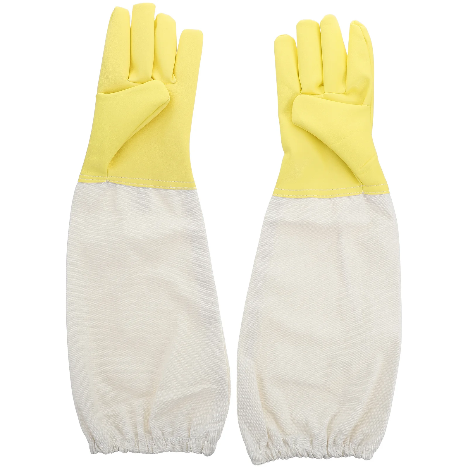

1Pair Beekeeping Gloves Heavy Duty PU Canvas Long Sleeve Elastic Cuff Safety Protection Protective Gardening Outdoor Work