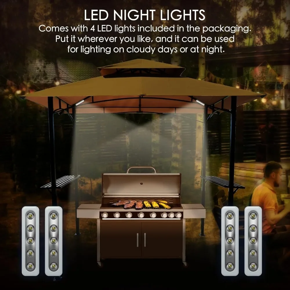 Imagem -04 - Gazebo Grill Canopy com Luz Led Destacável Perfeito para Churrasco Soft Top Bbq Pátio Gazebo Pcs 8x5