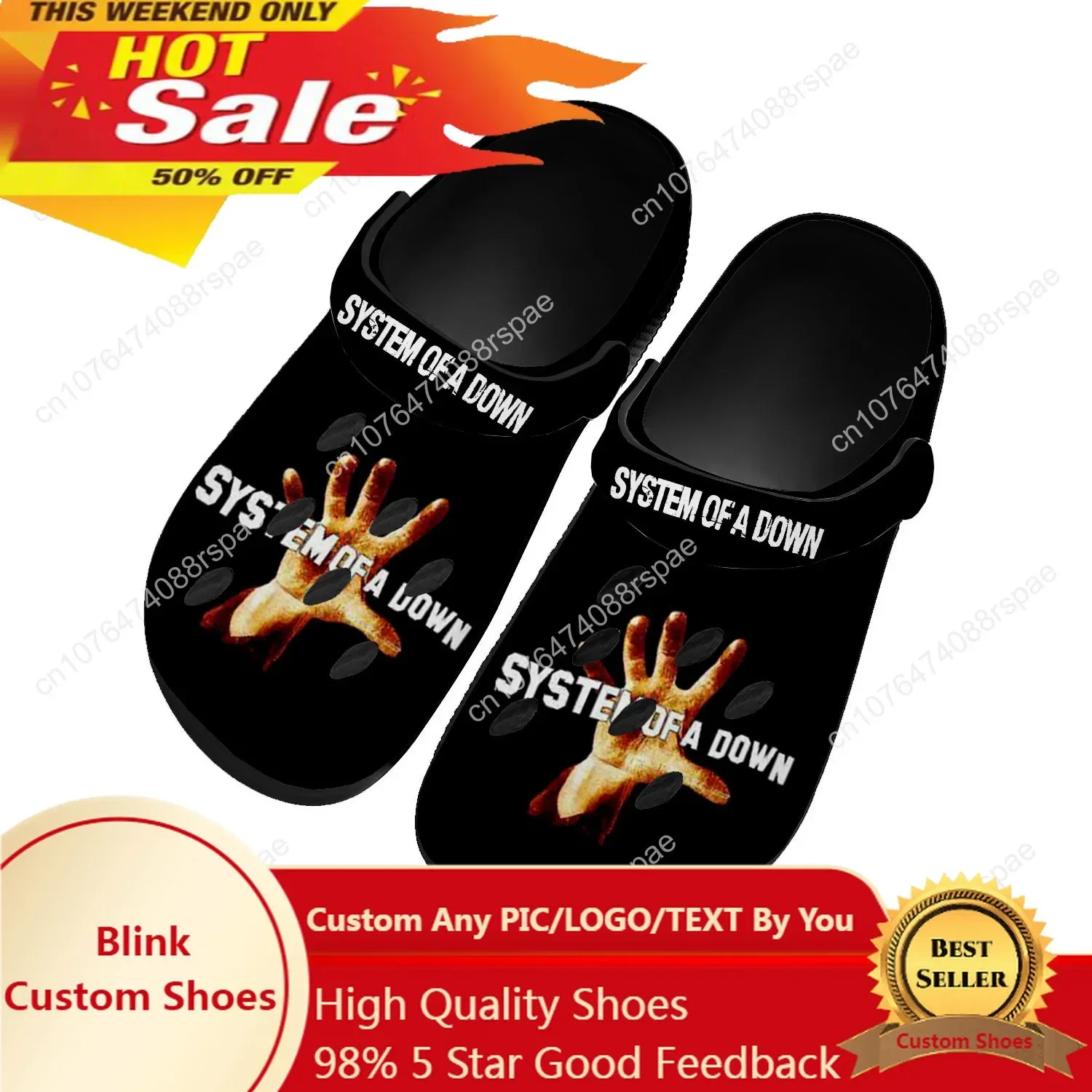 

System of a Down Home Clogs Custom Water Shoes Mens Womens Teenager Shoe Garden Clog Customized Breathable Beach Hole Slippers