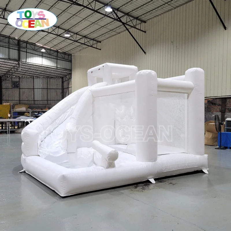Commercial Party Rental White PVC Inflatable Bouncer Jumper Moon Jumping Bounce House with Blower