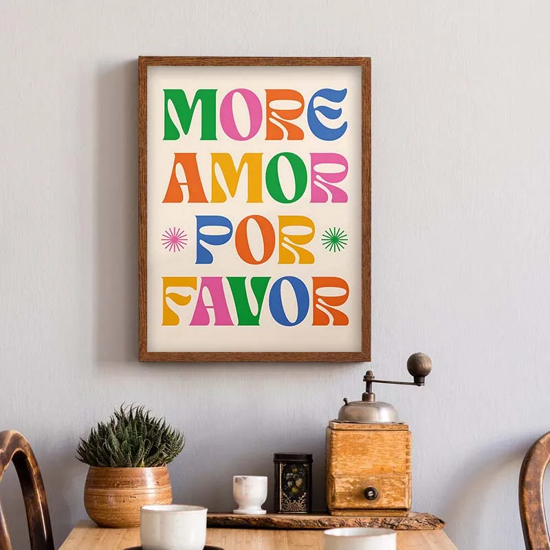 Modern More Mas Amor Por Favor Spanish Quote Canvas Prints Poster Print Pink Painting Bedroom Picture Decoration Cuadro No Frame