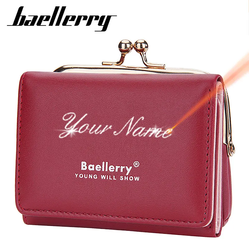 

Baellerry New Short Women Wallets Coin Pocket Name Engraving Zipper Female Purse Credit Card Holder Luxury Wallet For Girls