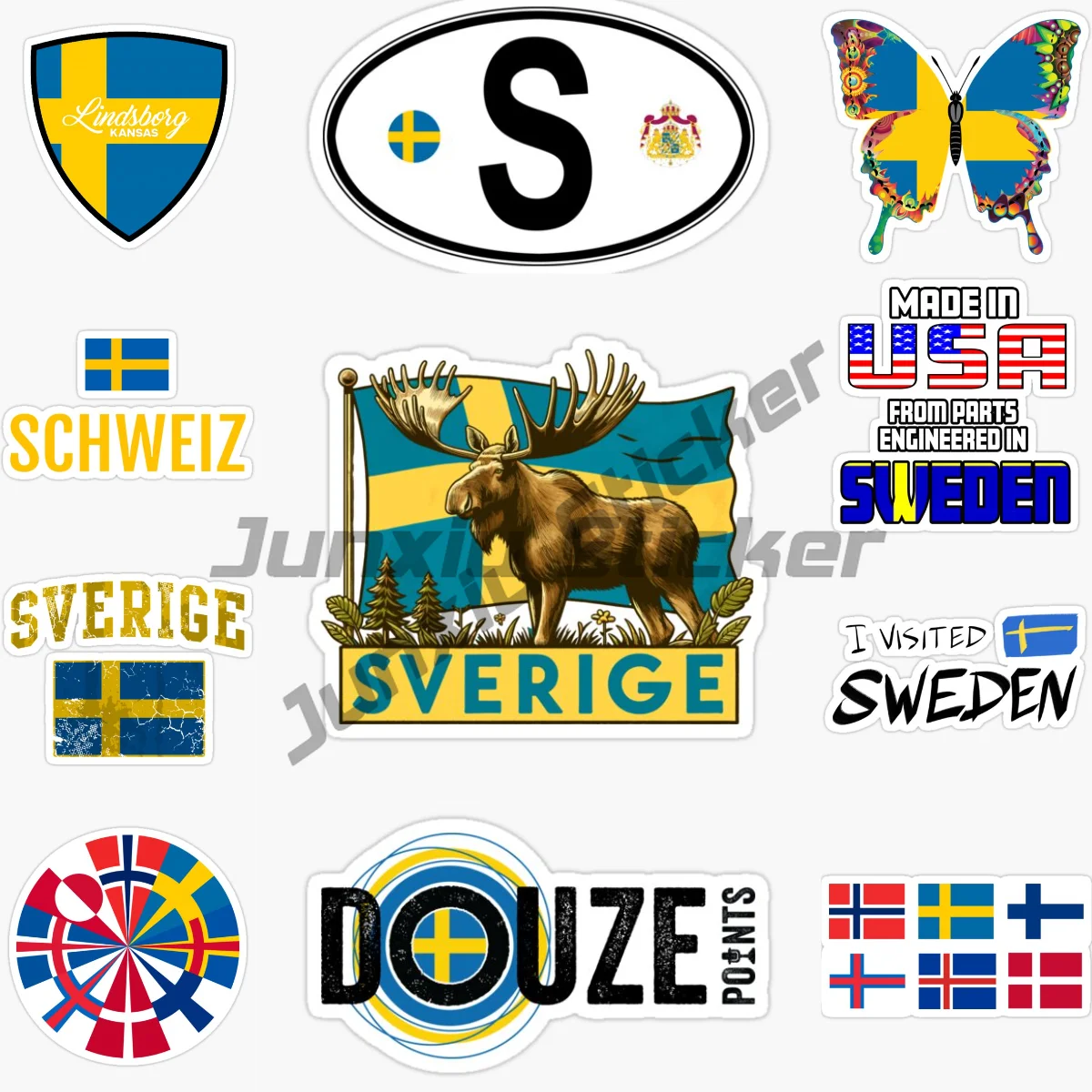 العلم الوطني السويدي والشعار PVC الفينيل ملصقات السيارات ذاتية اللصق الإبداعية لفان نافذة السيارة جدار غرفة الدراجة صائق