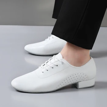 Neue Latin Dance Schuhe Moderne männer Ballsaal Tango Mann tanzschuhe Indoor Wildleder Sohlen schwarz weiß Leder Moderne Tanz schuhe männer