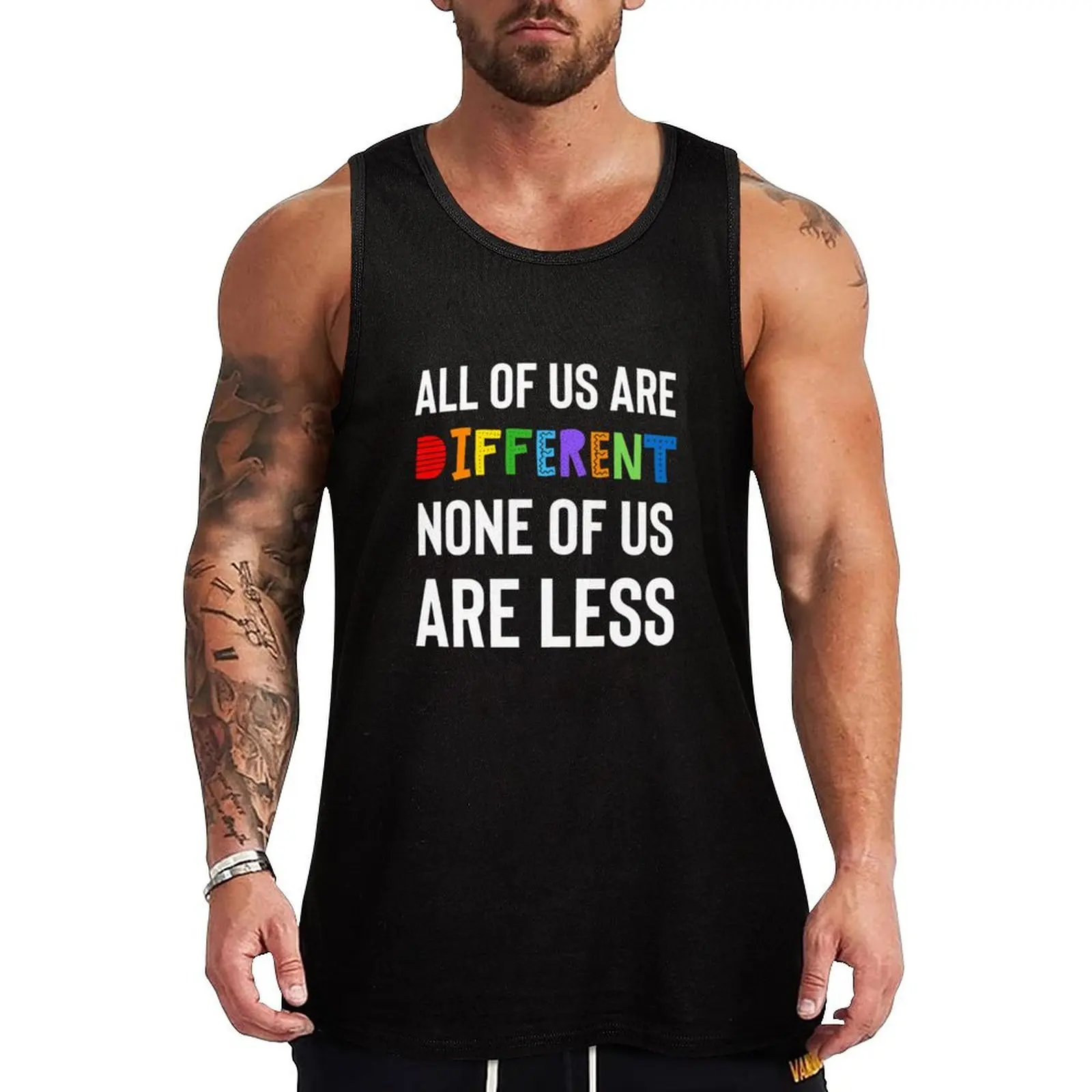 

All Of Us Are Different None Of Us Are Less Tank Top Moisture Wicking Sports Tank Top Running Workout Shirt