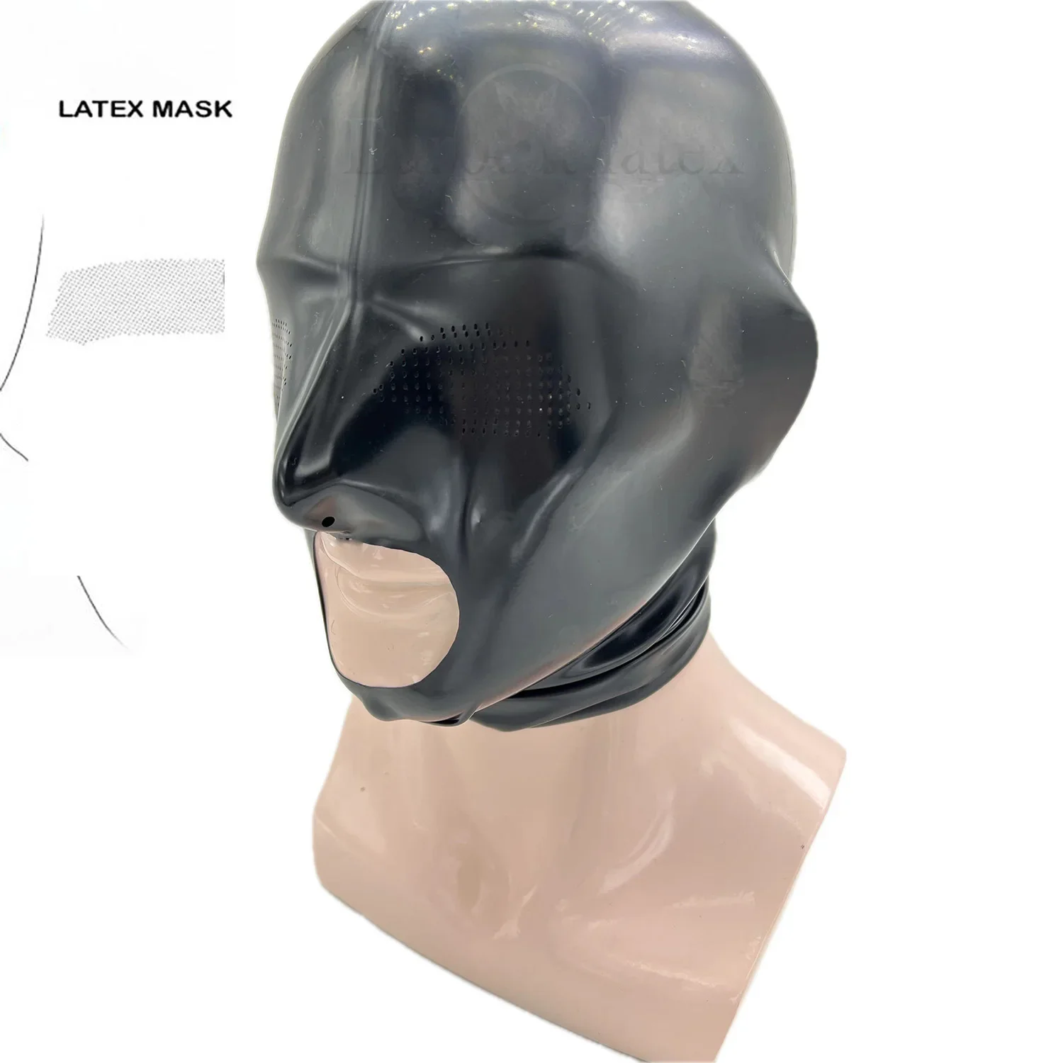 

Cagoule en caoutchouc latex Masque fétichiste pour jeu de costumes chloré pour une finition lisse jeu de masque fétichiste sans