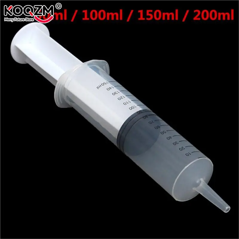 50ml/100ml/150ml/200ml Plastic Reusable Big Large Hydroponics Nutrient Sterile Health Measuring Syringe Tools Cat Feeding Acc