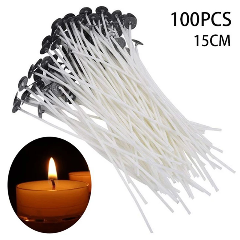100 pz/set stoppini per candele cera senza fumo nucleo in puro cotone 9/15/20cm candela fai da te che produce stoppini Pre-cerati per accessori per feste