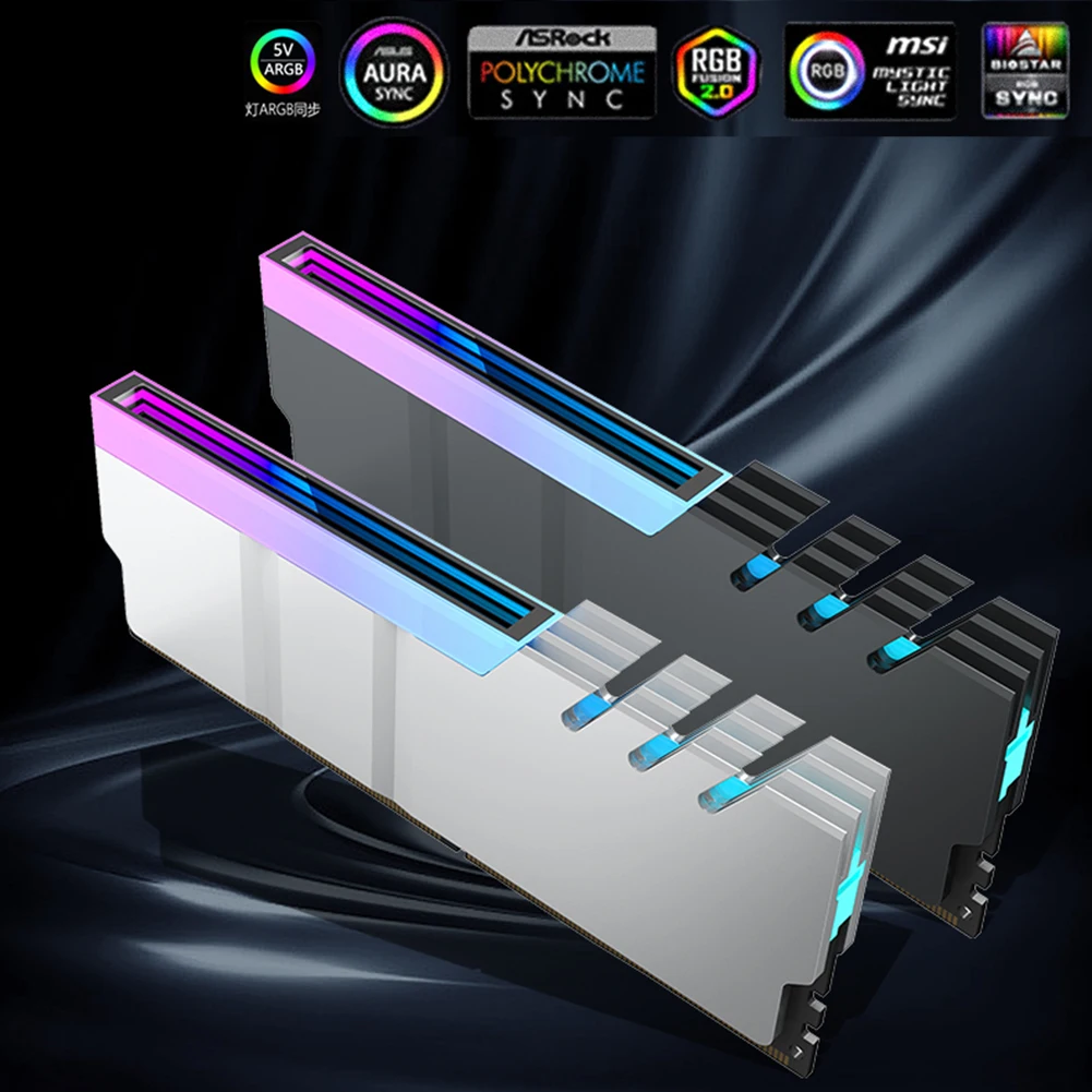 

Ram Cooling Heat Sink DDR4 DDR5 Heat Cooler Radiator 5V 3PIN ARGB AURA Sync Aluminum Alloy Heat-resistance Computer Accessories