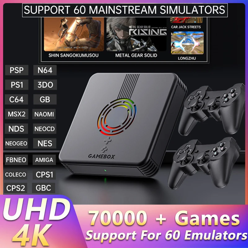 Мини-игровая консоль X9 в стиле ретро с встроенными играми 70000, бренд LZAKMR, 4K HD-дисплей, аксессуары для проектора