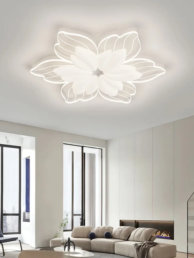 Modern New LED Flower Shaped Chandelier White Ceiling Lamp For Bedroom Living Room Baby Children's Nursery Decor Smart Lighting