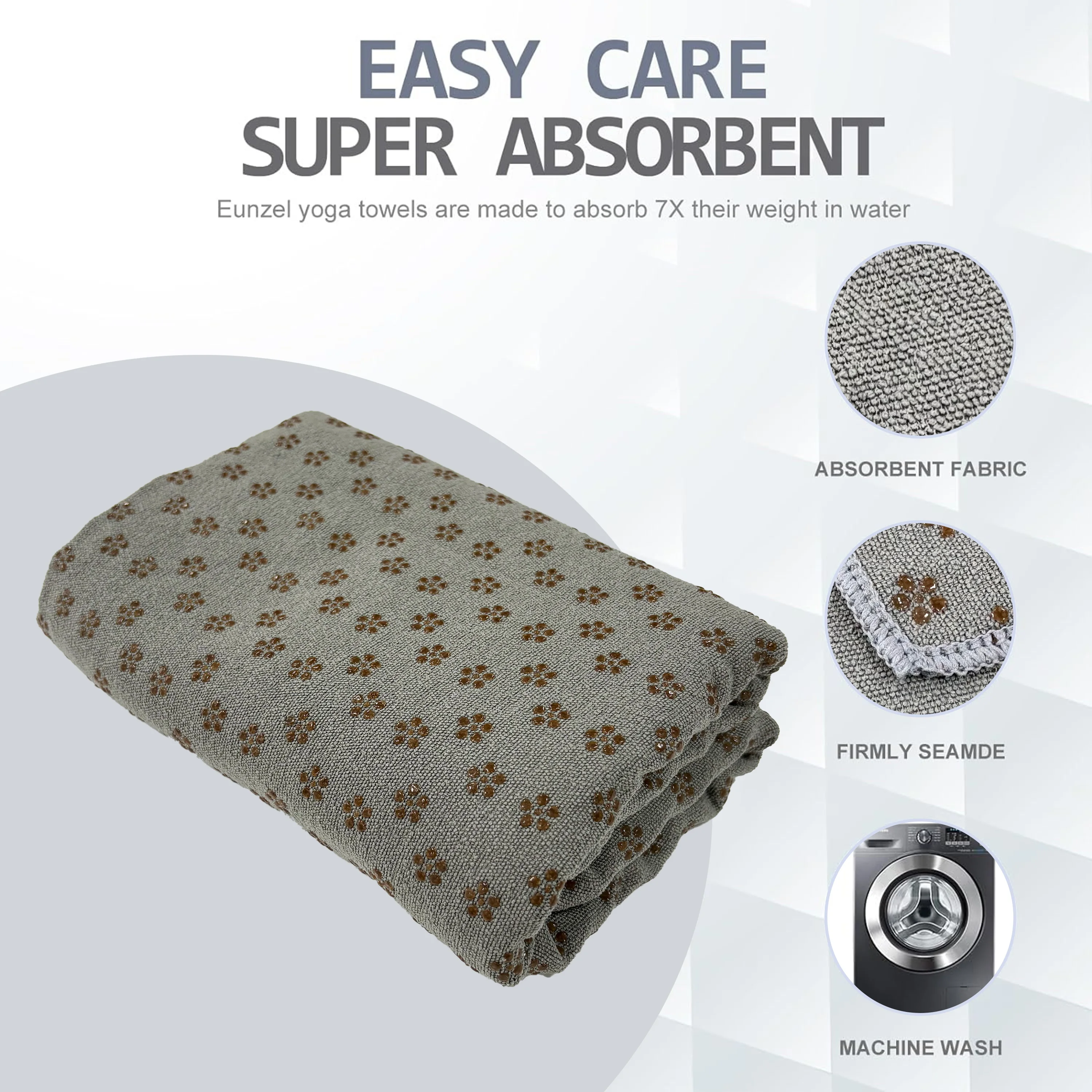 

Полотенце для йоги, полотенце для коврика для горячей йоги — впитывающее пот, нескользящее для горячей йоги, пилатеса и тренировок, 24x72 дюйма с точками для захвата