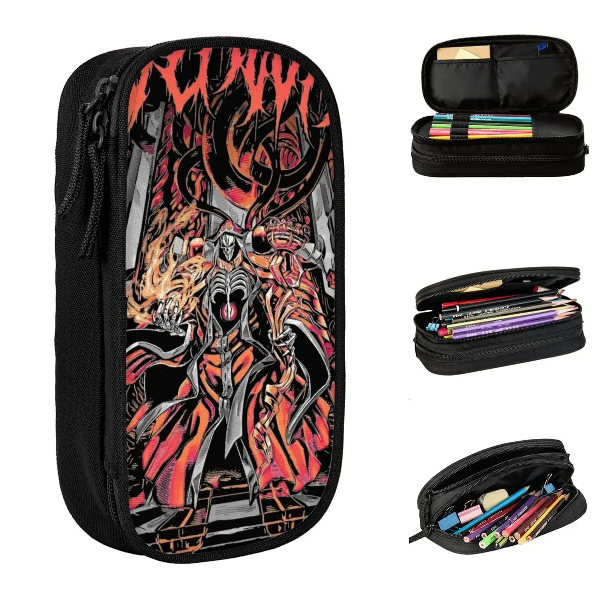 

Ainz Ooal Gown Hardrock Metal Overlord Pencil Case Fashion Pen Bags Girl Boy Big Capacity Office Gifts Pencil Pouch