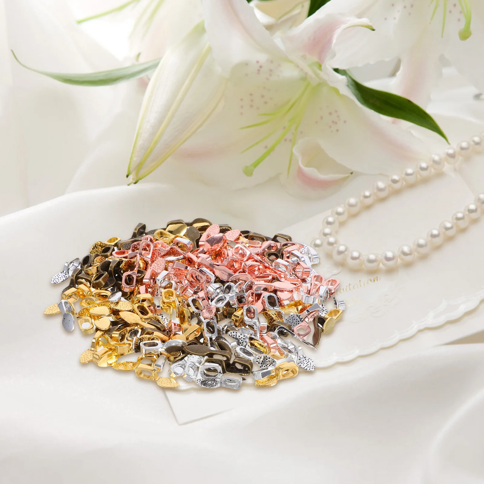 

200Pcs Jewelry Bail Pendant Connectors Flat Oval Glue on Bails Charm Finding Supplies for DIY Jewelry Making Craft