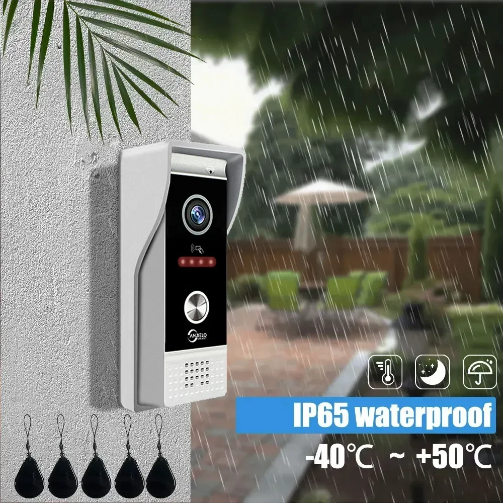 Doorbell Video Intercom Outdoor Unit Compatible with CVBS/720P/1080P IP65 Waterproof Infrared Night Vision with RFID Card