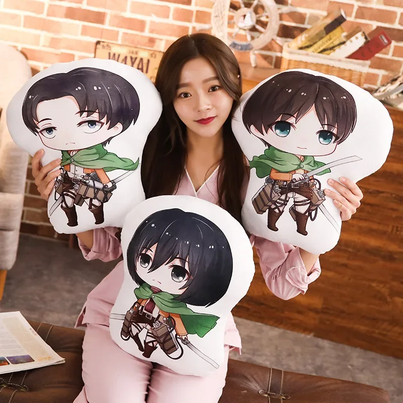 Anime Peripheral Products Mikasa·Ackerman Eren Jaeger Soft Plush Stuffed Toys Hobbies Exquisite Pillow Kawaii Decoration Gifts