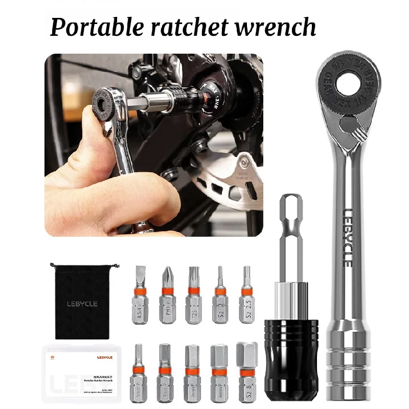 

High Precision Bicycle Portable Ratchet Wrench Set S2 Alloy Batch Head High-strength Multifunctional Maintenance Tool