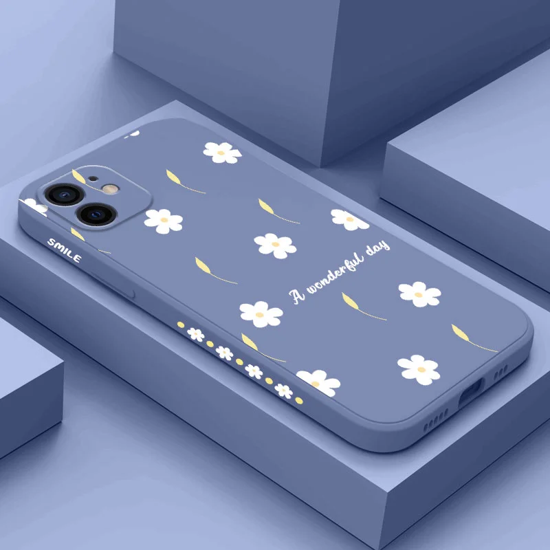 Custodia per telefono Rain Daisy per iPhone 12 11 X XR XS 8 7 SE2 Plus Pro Max Mini Cover in silicone