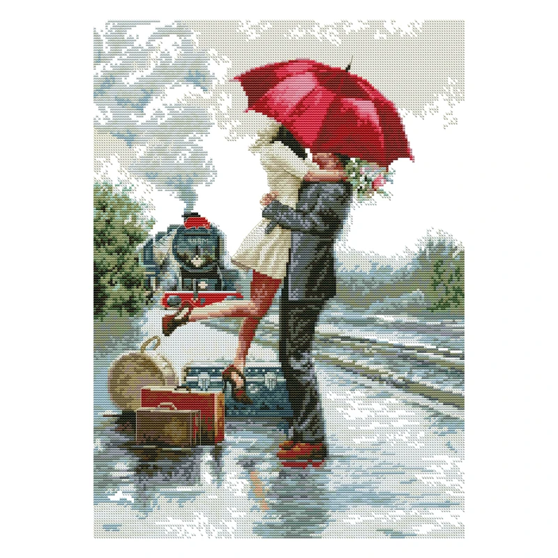 Joy Sunday Cross Stitch Kit Meet Again After A Long Period of Separation 14CT Printed Cross Stitch Embroidery Kits Set