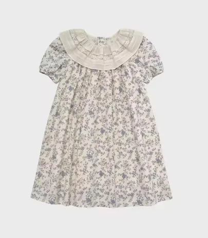 ss26 lou kids dress for girls cute embroidery short sleeve princess dresses