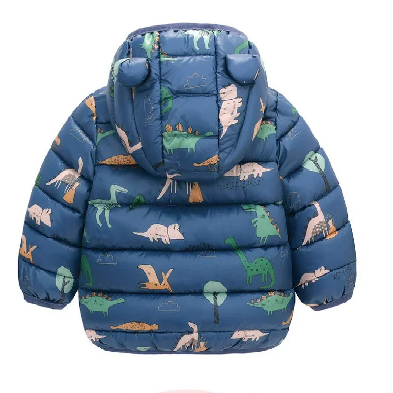 Hot Kids Warm Down Coats 2024 Winter Boys Girls Thin Jackets Print Zipper Coat Children Hooded Short Outerwear Baby Clothes 0-4Y