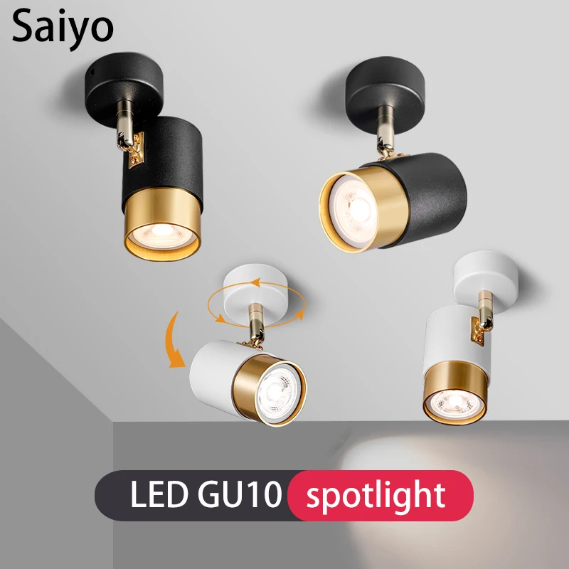 

Saiyo Led Spotlights GU10 Bulb Spot Light Replaceable Ceiling Lamp Nordic COB Surface Mounted Foco Rotatable For Home Background