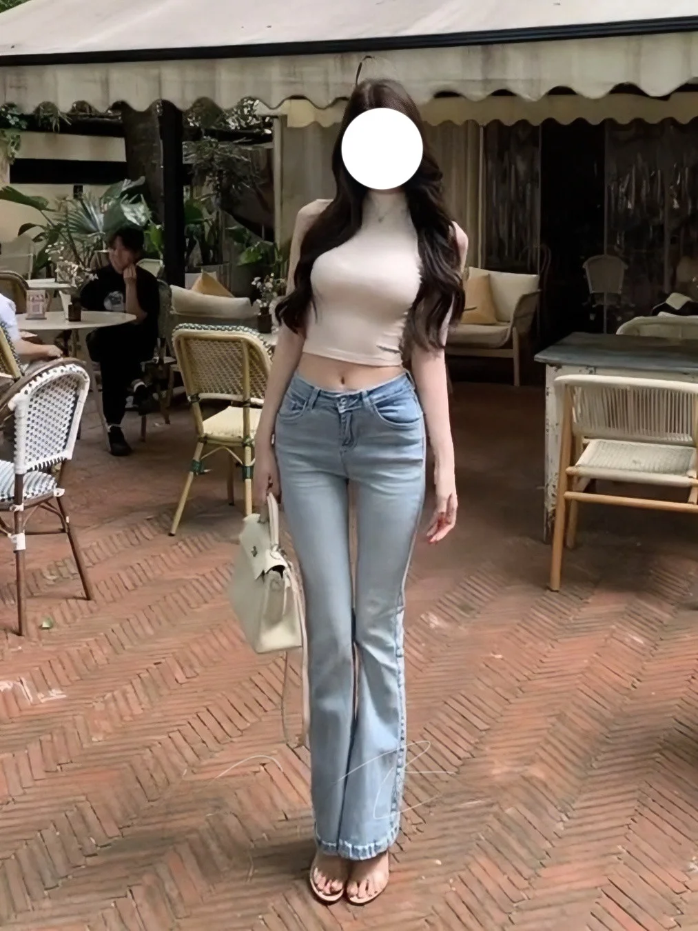 

Low Waist Slim Fit Jeans Light Blue Korean Style Bootcut Pants High Elasticity Summer Fashion Girls Jeans Decorative Stitch
