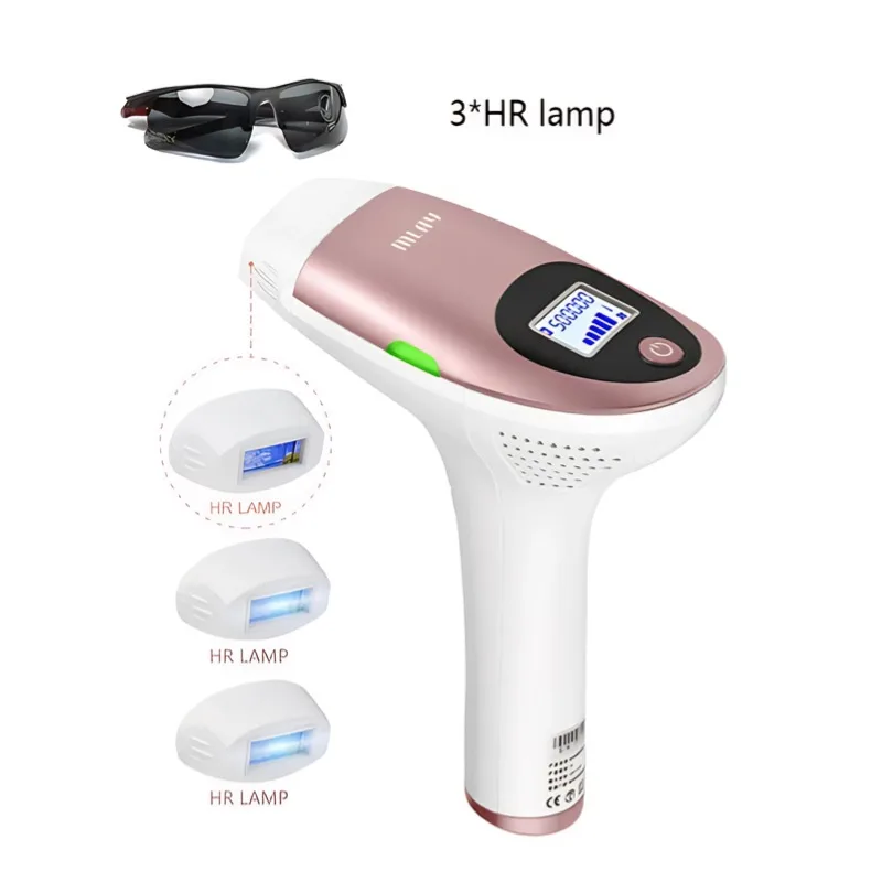 MLAY IPL Hair Removal Device 3*HR lamps T3 Face and Body Permanent Painless Hair Removal Device Pink