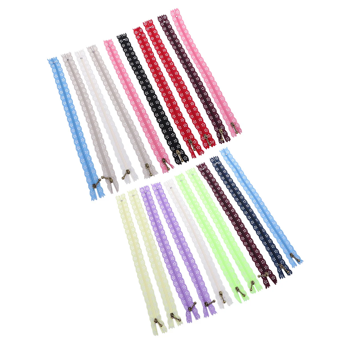 

20Pcs Lace Zipper Nylon Metal Flower Design Zippers for Sewing Clothes Costume Decoration DIY Zippers for Sewing