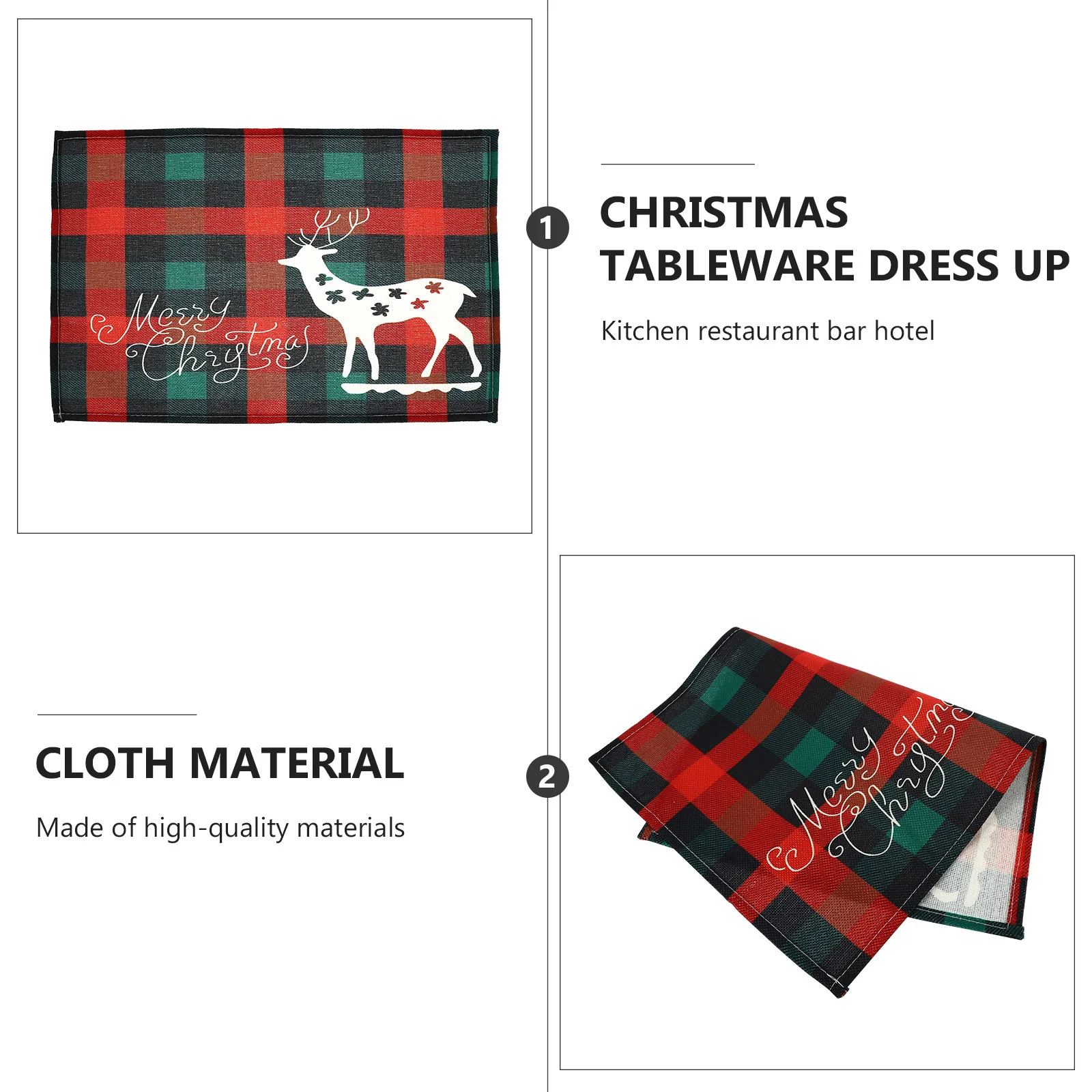 4 قطعة المفارش عيد الميلاد الجدول الديكور القماش المواد قابلة لإعادة الاستخدام عطلة حفلة ديكور المنزل الزفاف حصيرة عيد الميلاد تحديد الموقع #6
