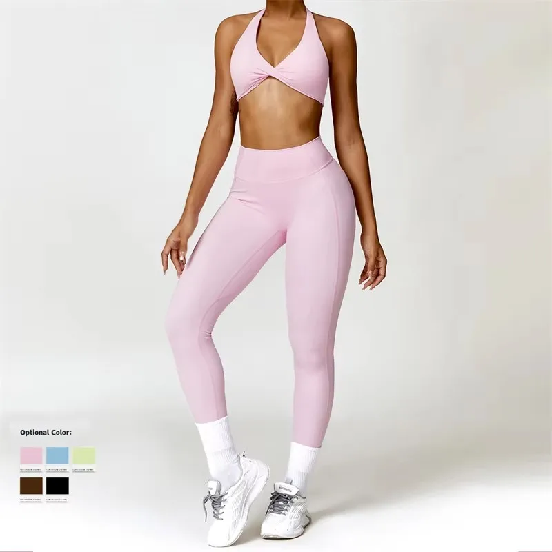 Sport Bra Leggings Suit 2PCS Yoga Set Nude Feeling Workout Sets Women Tracksuit Gym Push Up Fitness Running Workout Sportwear image 3