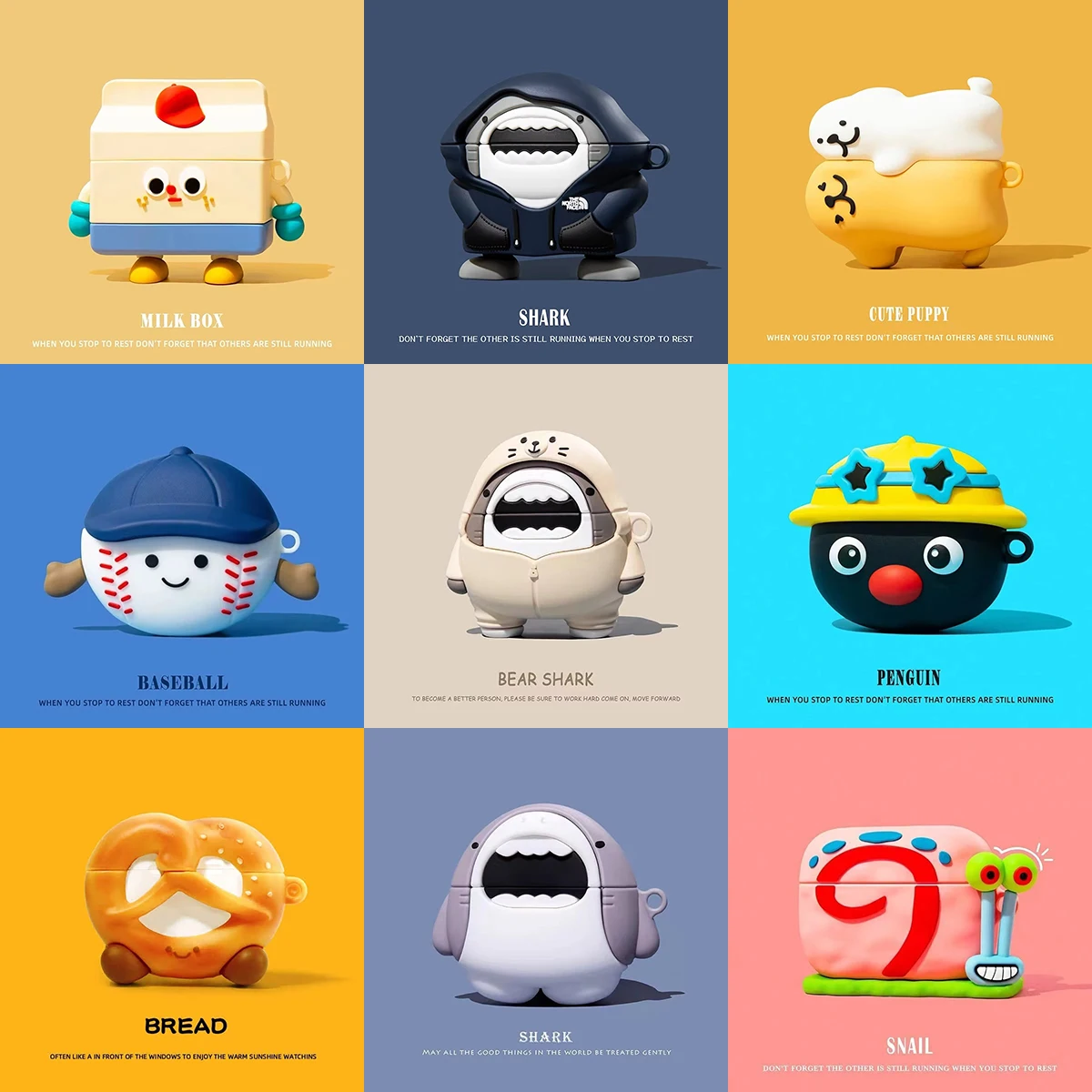 Pinguim caracóis cão tubarão estilo caso para apple airpods 4 caso bonito dos desenhos animados silicone fone de ouvido capa protetora para airpods4