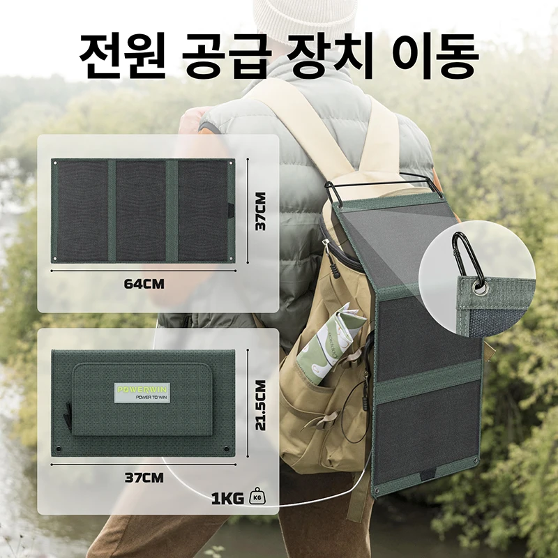 POWERWIN Foldable Solar Panel PWS30 IP65 Water Resist Soft 33W ETFE High Efficiency Flexible Fast Charge PD20W Type-C USB DC5521