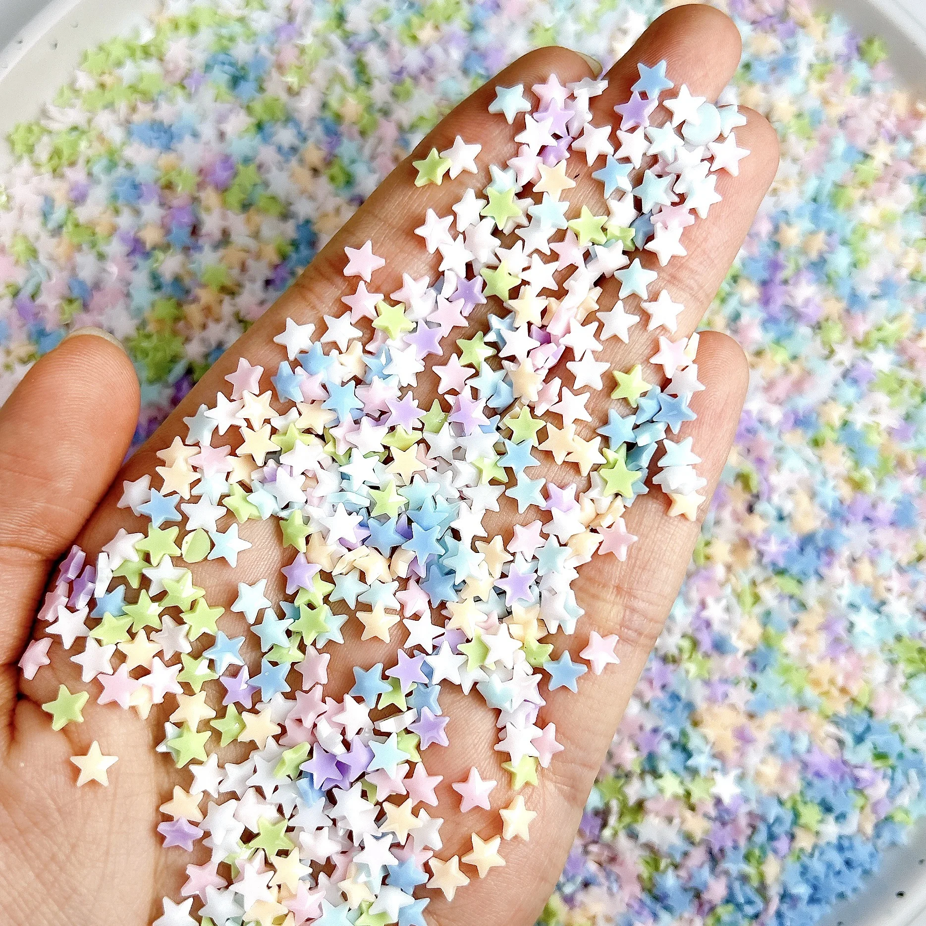 50 unidades de colores macarrón, 6mm, estrellas acrílicas 3D, piezas de dijes para decoración de uñas, accesorios para decoración de manicura, Material de suministros de decoración de uñas