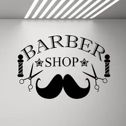 Barber Shop Sign Wall Decal Hairdresser Salon Wall Window Decor Stickers Posters Mustache Scissors Removable Wallpaper Mural G99