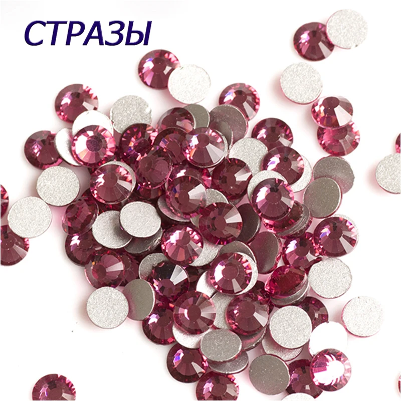 

2058NoHF Rose Color DIY Strass All Sizes Non Hotfix Nail Charms Rhinestones Flatback Nail Art Decorations