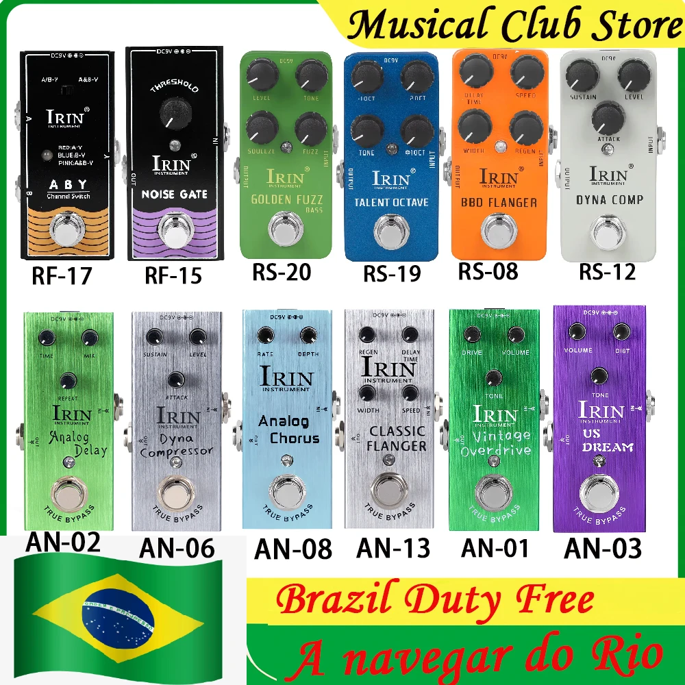 IRIN Guitar Effect Pedal Dyna Compressor/Analog Delay/Tremolo/Classic Chorus/Analog Delay/Vintage Overdrive True Bypass Pedal