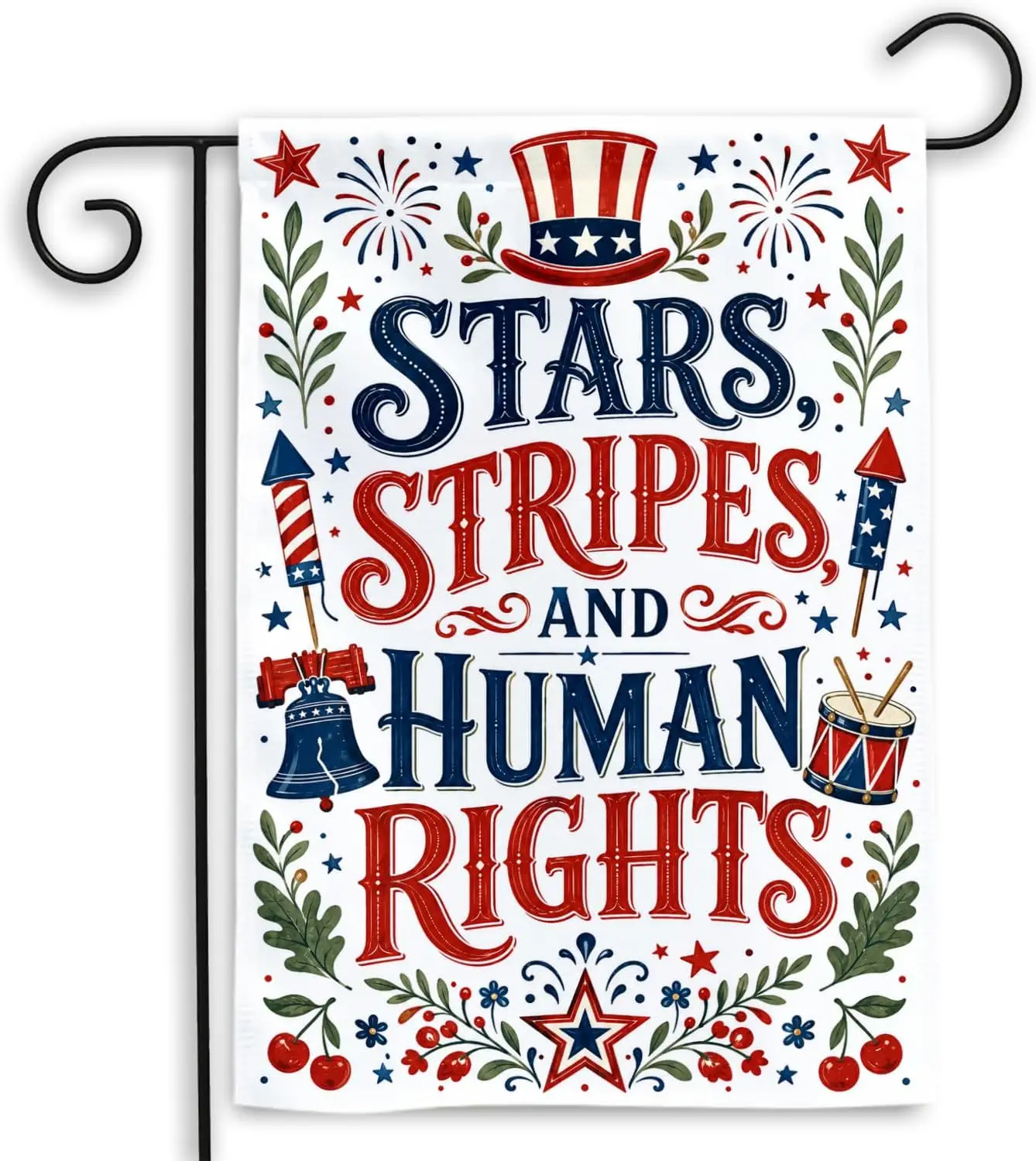 MAIANEY Patriotic Garden Flag, Stars Stripes And Human Rights Yard Banner, Fourth Of July Americana Decor, Freedom Democracy PPZ