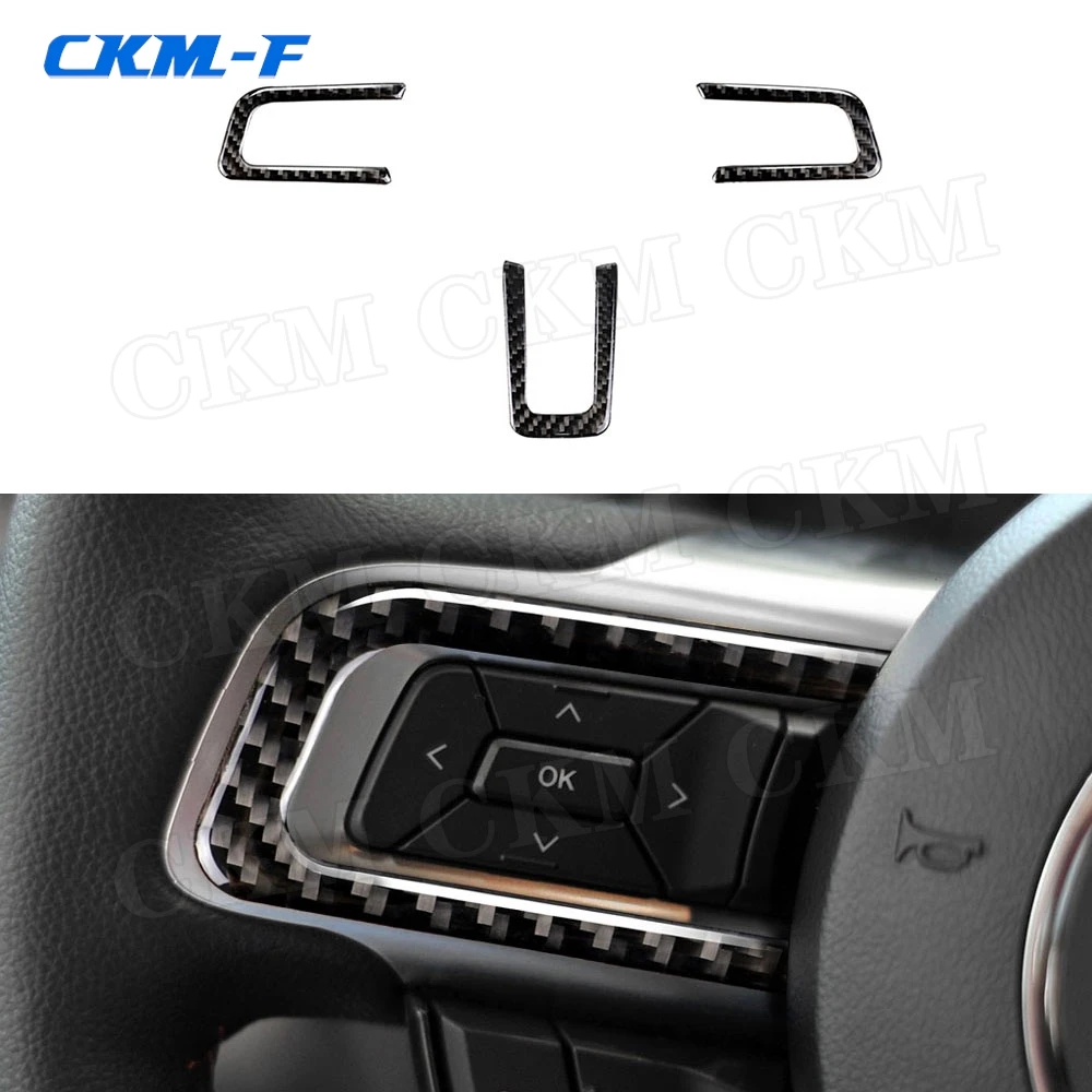 

Carbon Fiber Car Interior Moulding Trim Steering Wheel Button Frame For Ford Mustang 2015 -2019