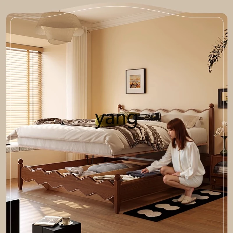 

Yhm medium ancient style solid wood bed retro simple wedding bed