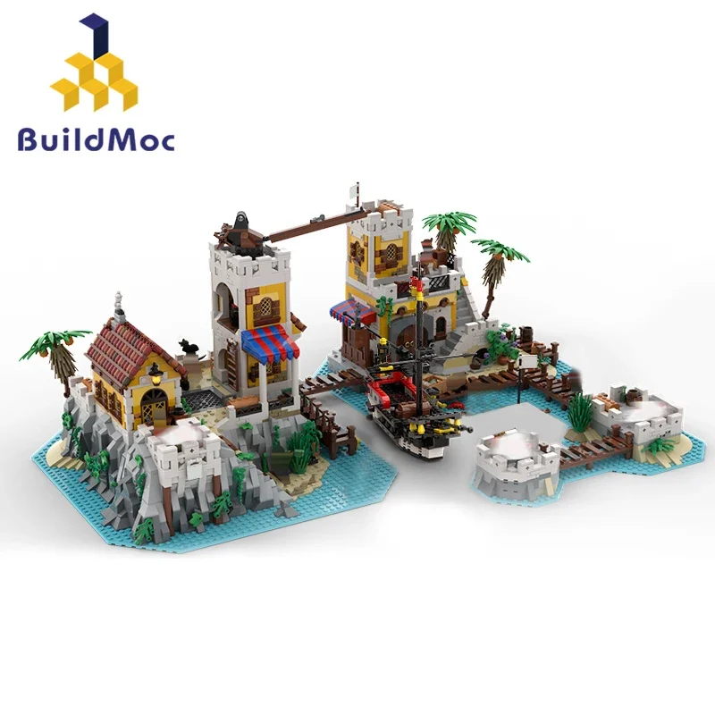 MOC 6277 Imperial Island Eldorados Fortress Building Blocks Set Trading Post 21322 Pirates Bays Rowing Brick Toy Kids Gift