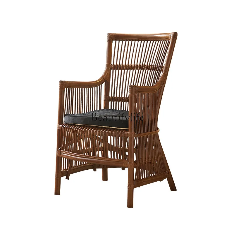 

South East Asia Rattan Chair Balcony Indonesian Handmade Rattan Casual High Back Office Chair