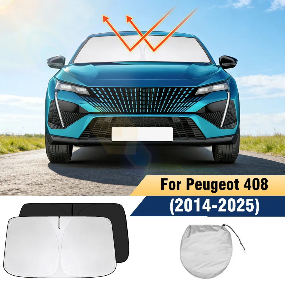 

For Peugeot 408 Windshield Sun Shade 2014-2025 Foldable UV Ray Blocking Sun Visor Protector Car Window Sunshade for Interior