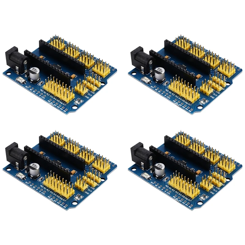 4 عبوات من وحدة درع مستشعر توسيع الإدخال/الإخراج لـ Arduino Nano V3.0 المتوافقة مع UNO R3-Pack of 4