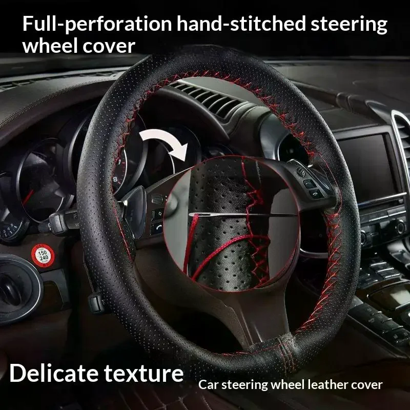 Hand Sewn Car Steering Wheel P - Car Steering Wheel Cover Anti Slip Breathable 评论和价格